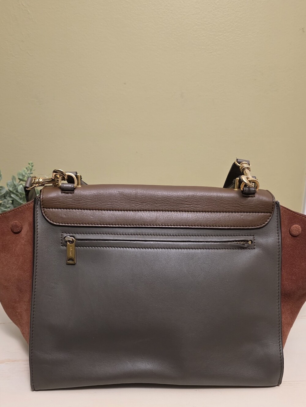 Celine | Tricolor Brown Leather And Rust Suede Medium Trapeze Bag - Picture 3 of 16